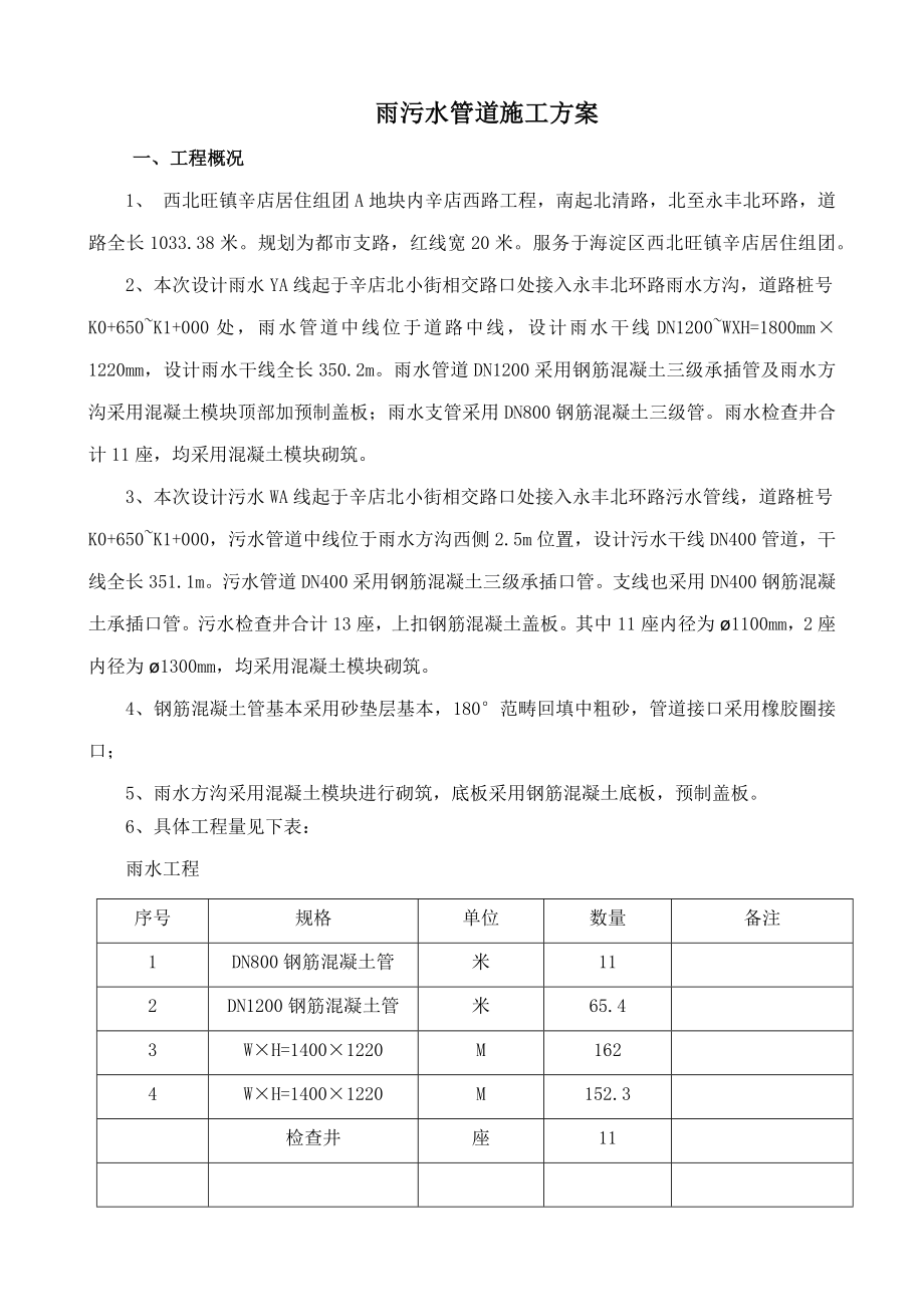 雨水污水管道综合施工专题方案标准工艺_第1页