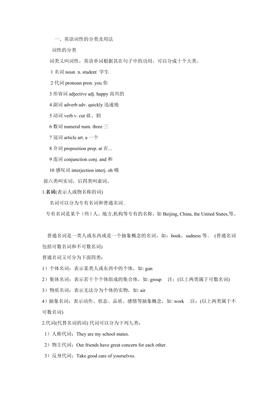 英语十大词性介绍_第1页