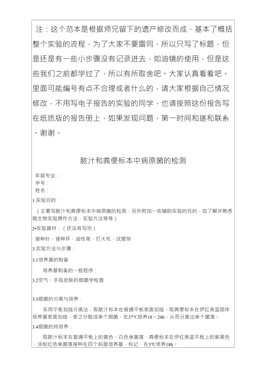微生物实验报告模板_第1页