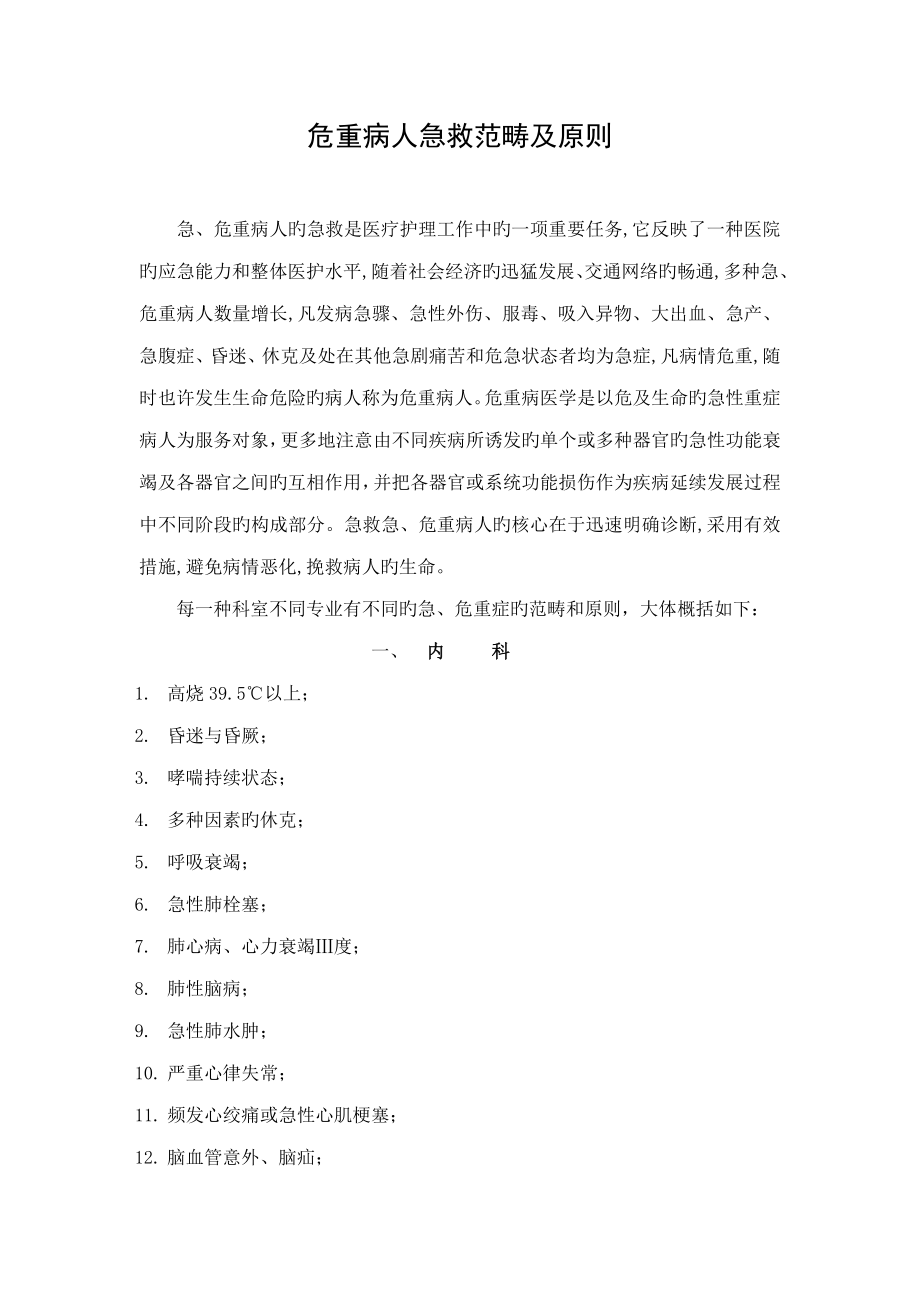 危重病人抢救范围及重点标准_第1页