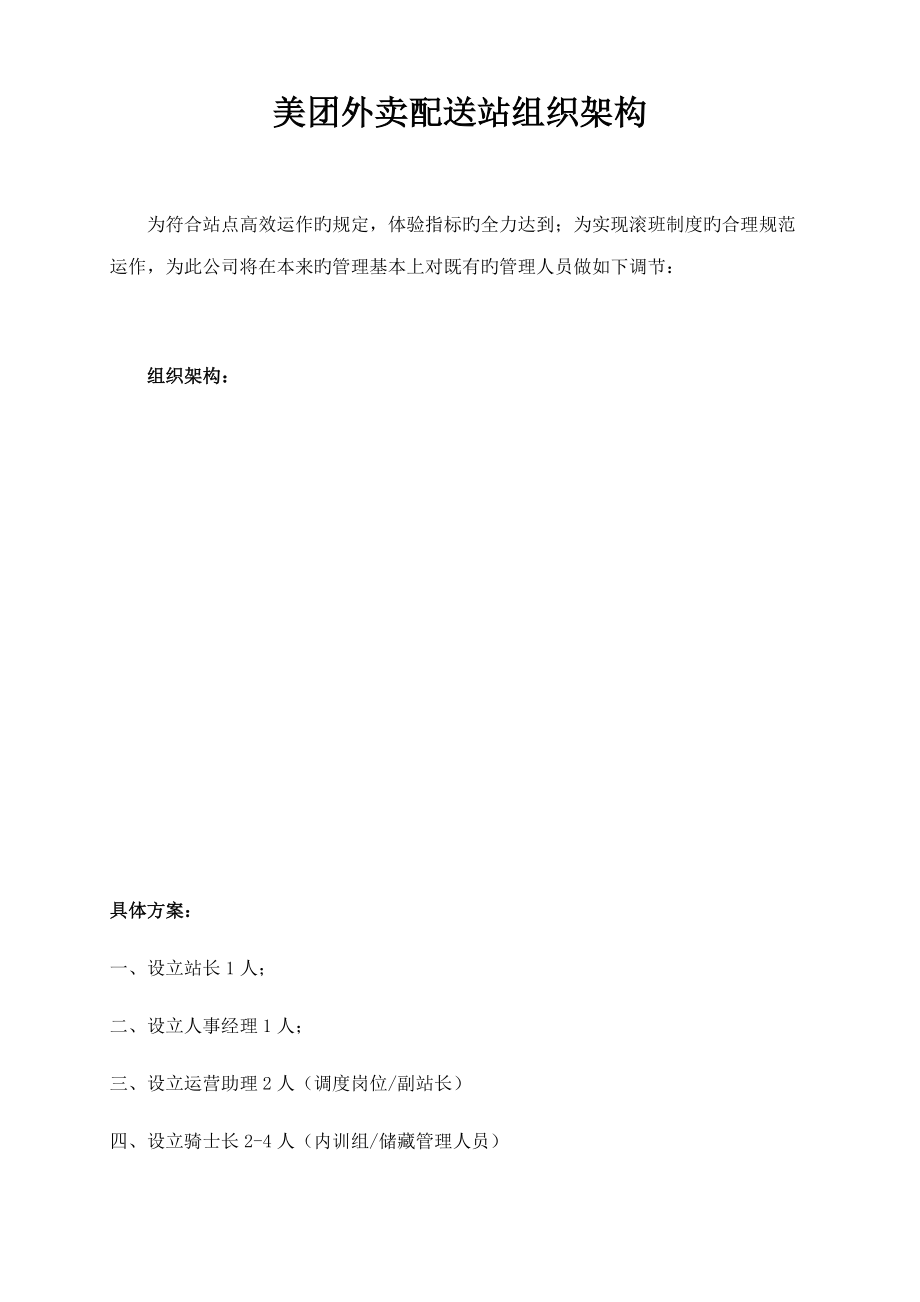 美团外卖配送站组织架构岗位基本职责及标准流程_第1页