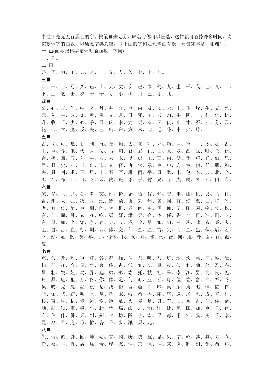 繁体字康熙字典笔画数_第1页