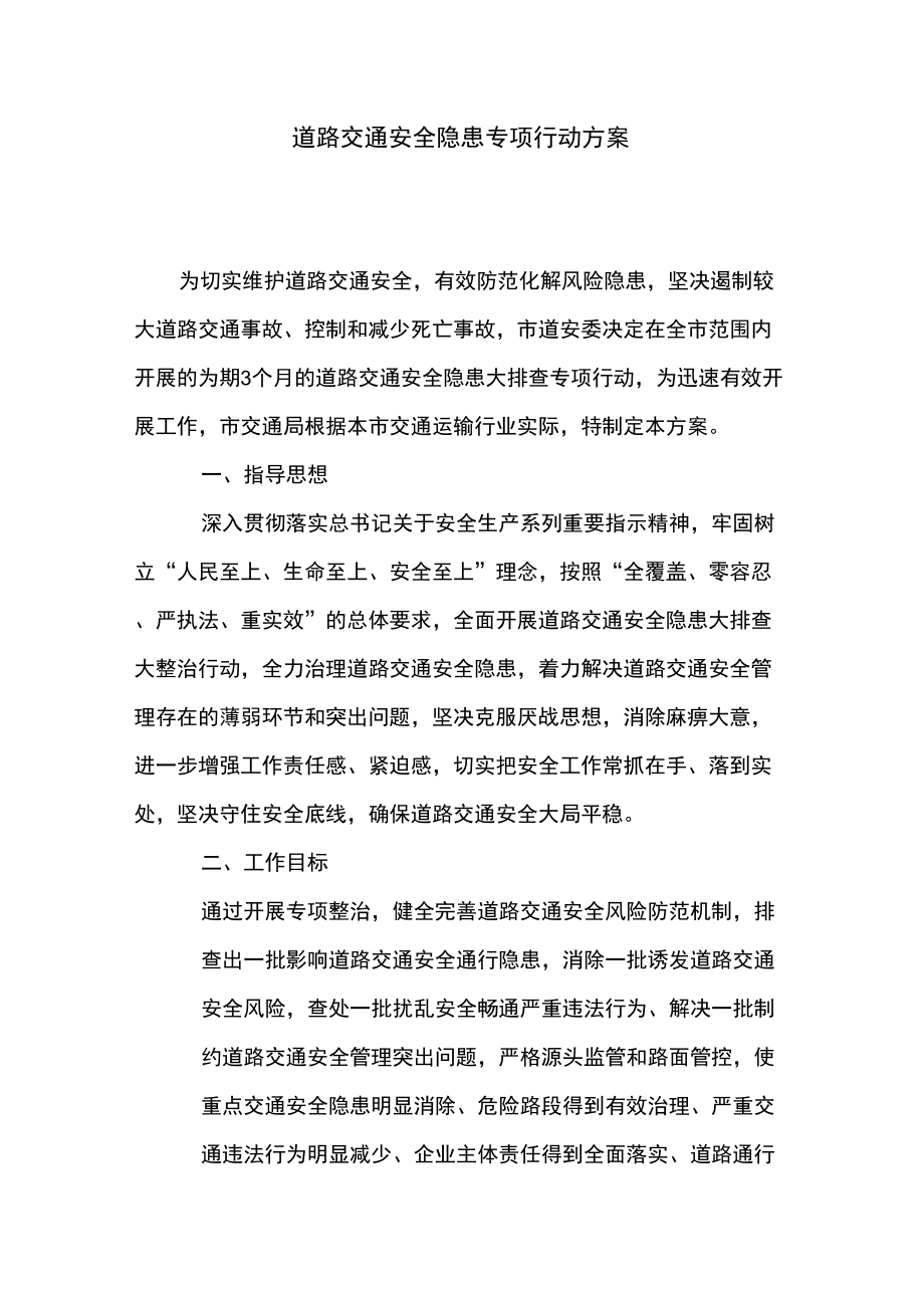 道路交通安全隐患专项行动方案_第1页
