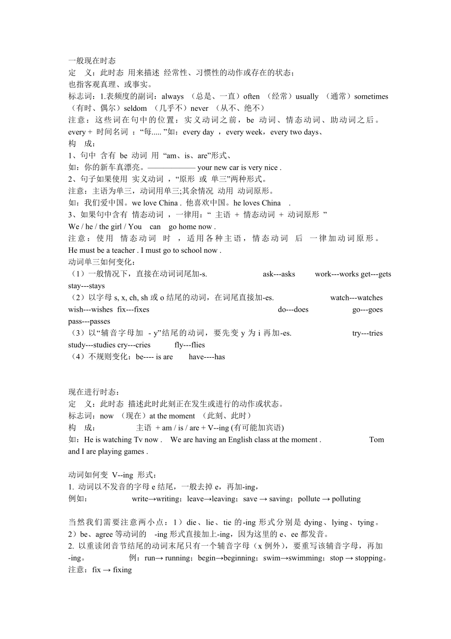 初一英语语法时态讲解_第1页