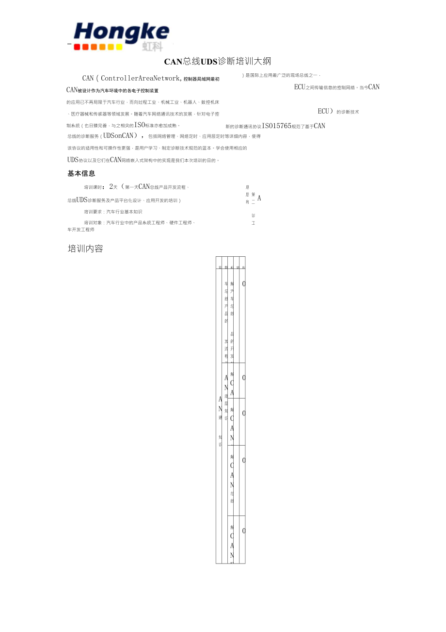 CAN总线(UDS诊断)培训大纲_第1页