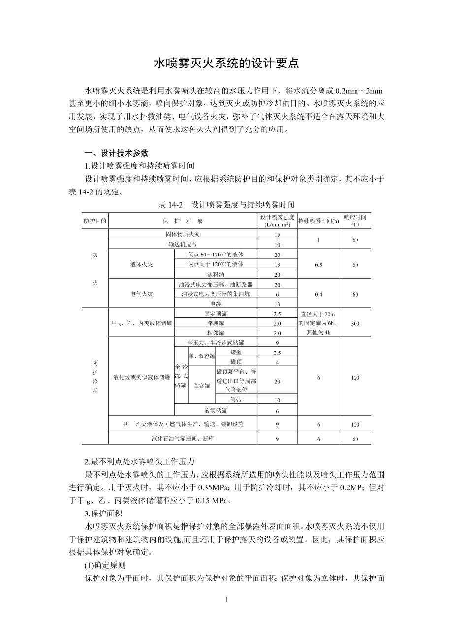 水喷雾灭火系统设计要点_第1页