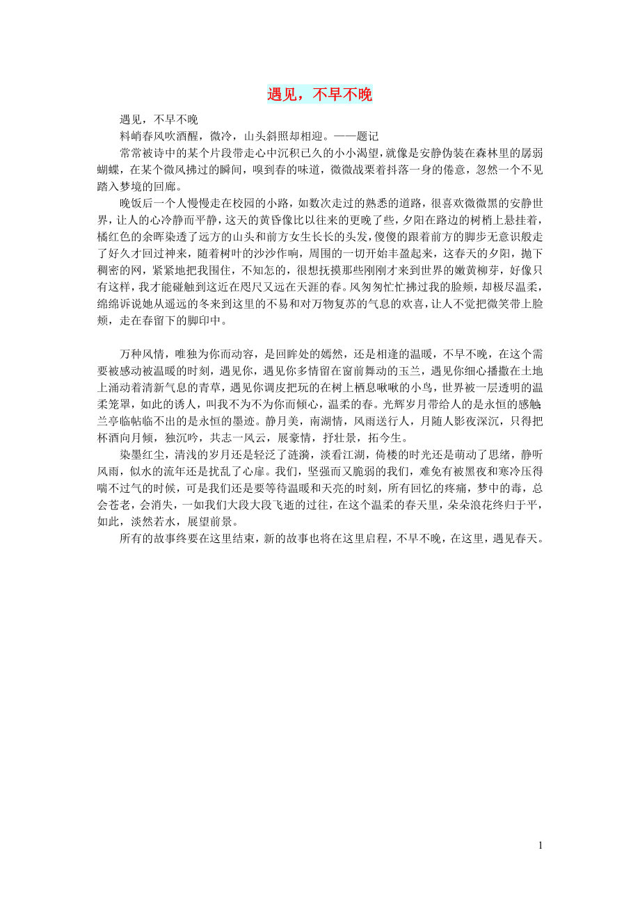 初中语文文摘文苑遇见不早不晚_第1页
