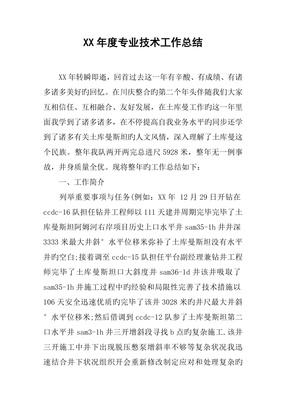 年度专业技术工作总结_第1页