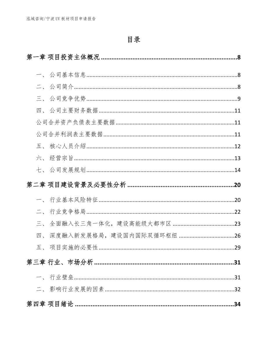 宁波UV板材项目申请报告_第1页