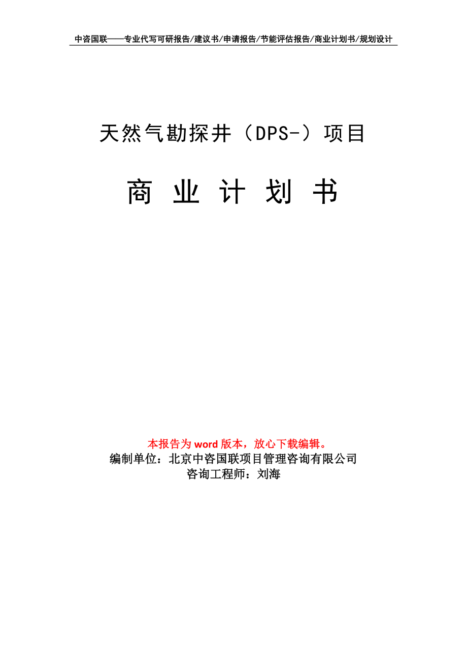 天然气勘探井（DPS-）项目商业计划书写作模板_第1页