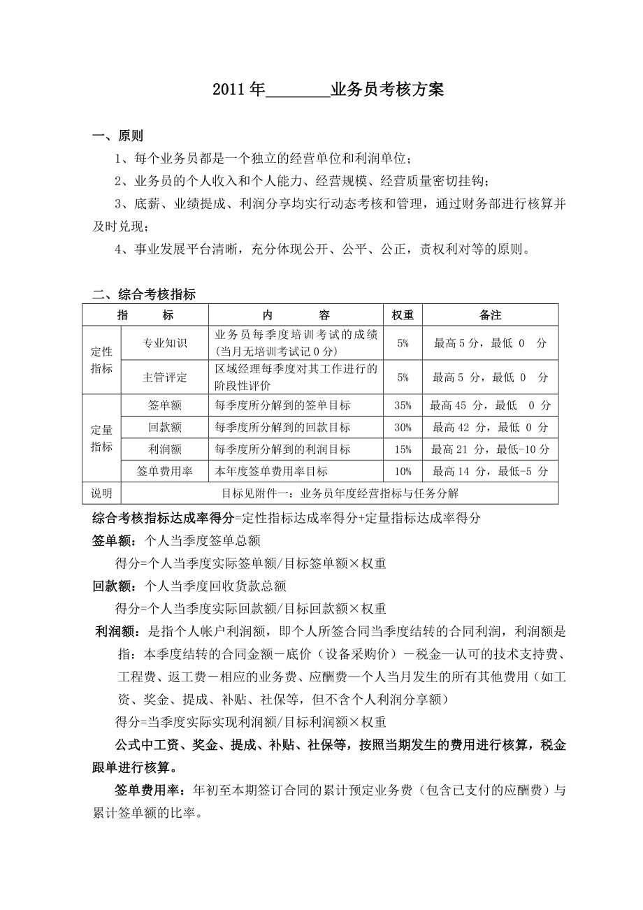 业务人员考核方案_第1页