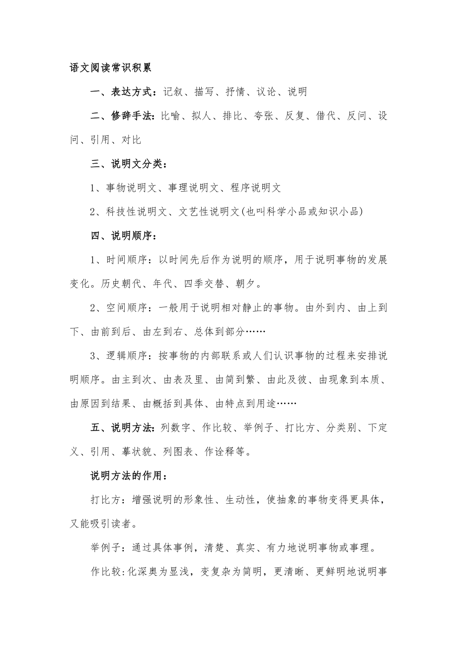 语文阅读常识积累_第1页