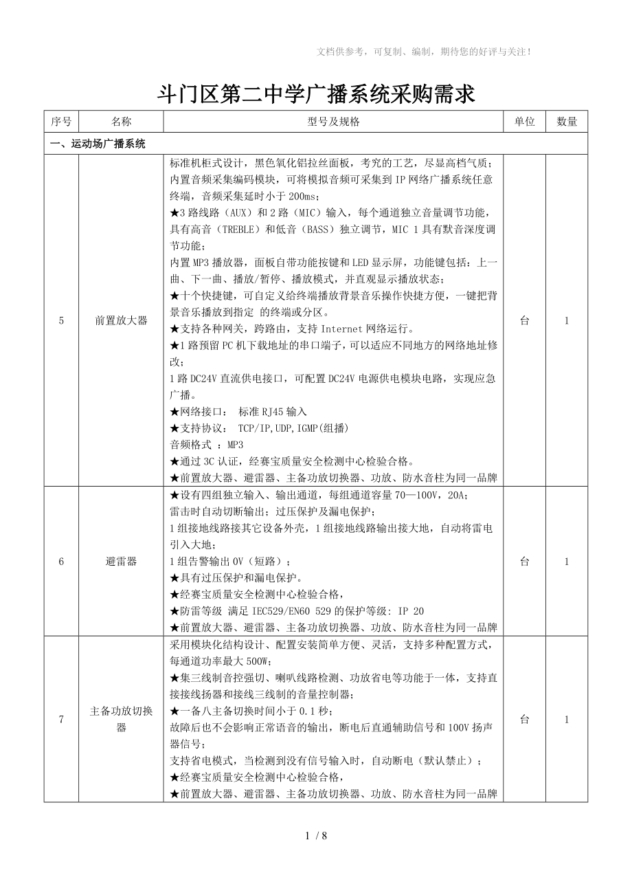 斗门区第二中学广播系统_第1页