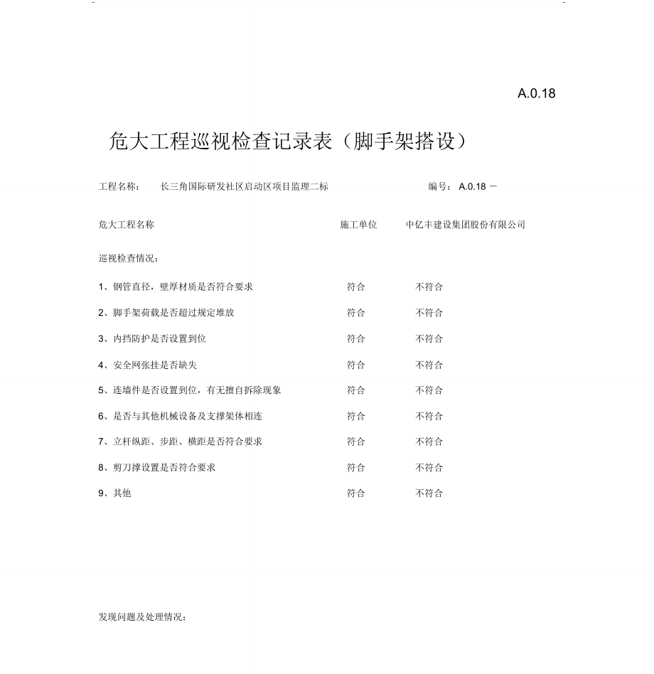 危大工程巡视检查记录落地脚手架_第1页