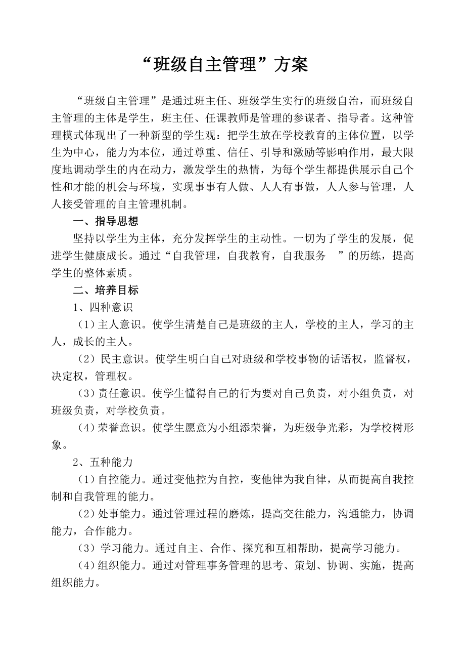 班级学生自主管理方案_第1页