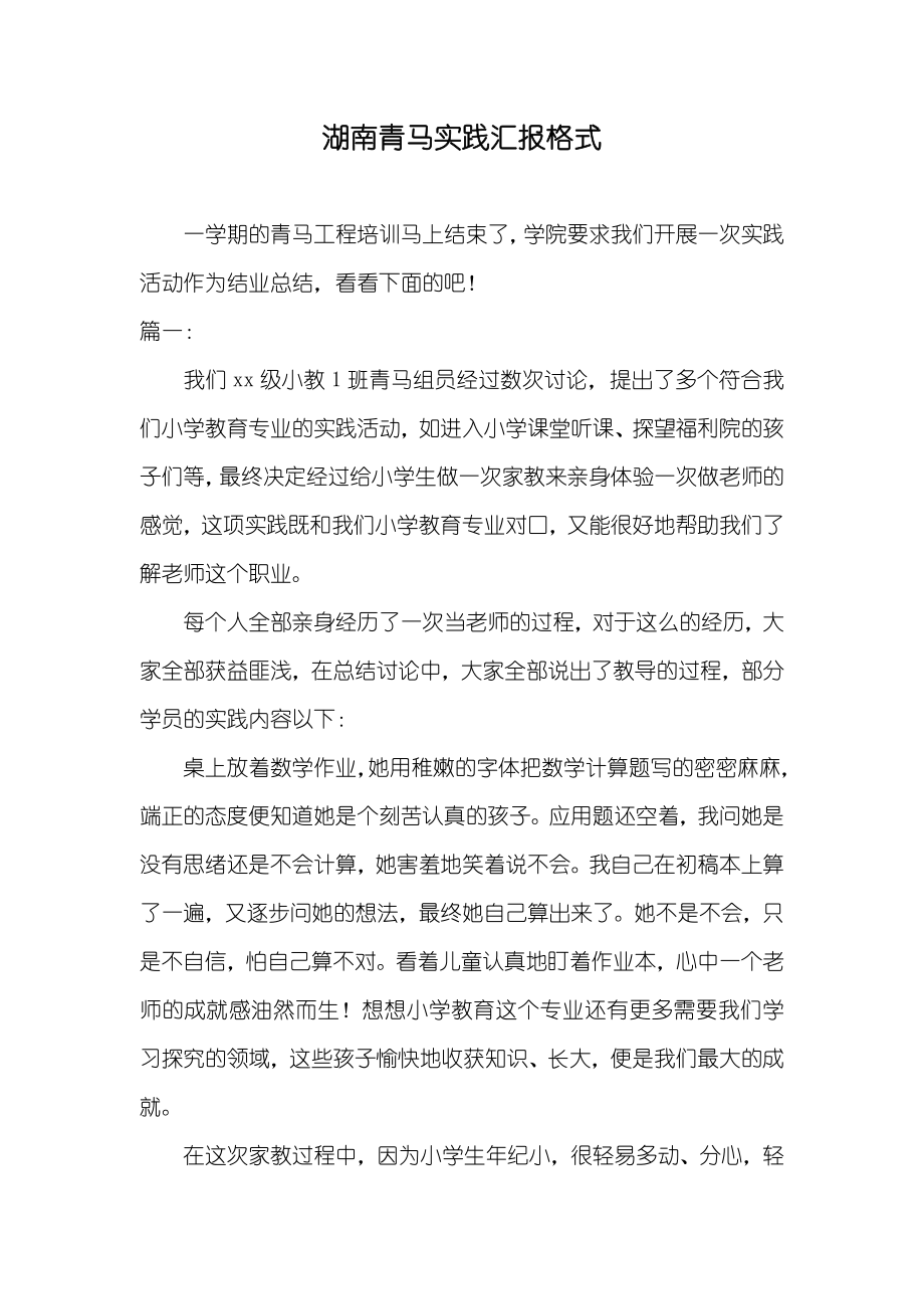 湖南青马实践汇报格式_第1页