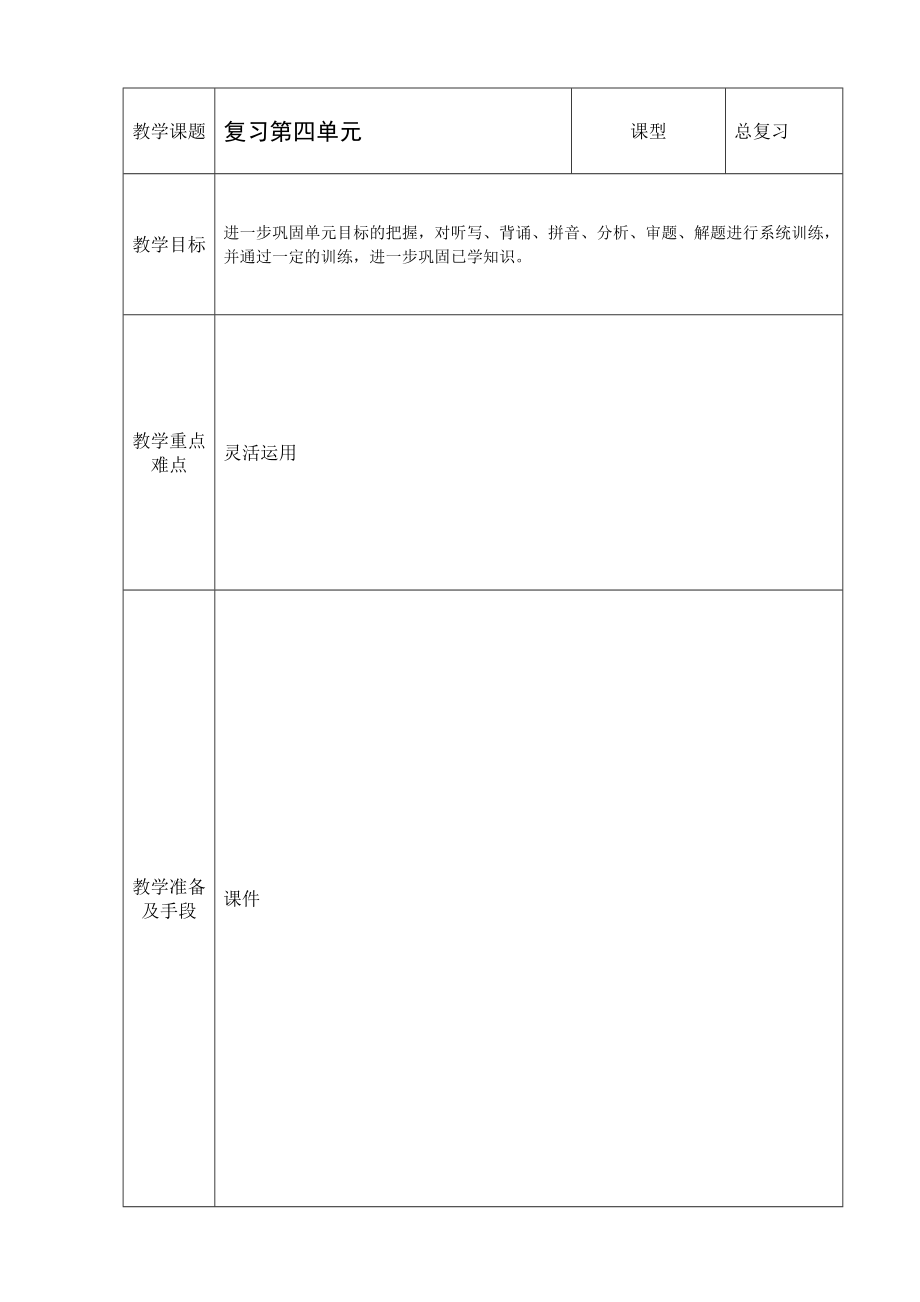 五年级下语文复习课第五单元教学设计_第1页
