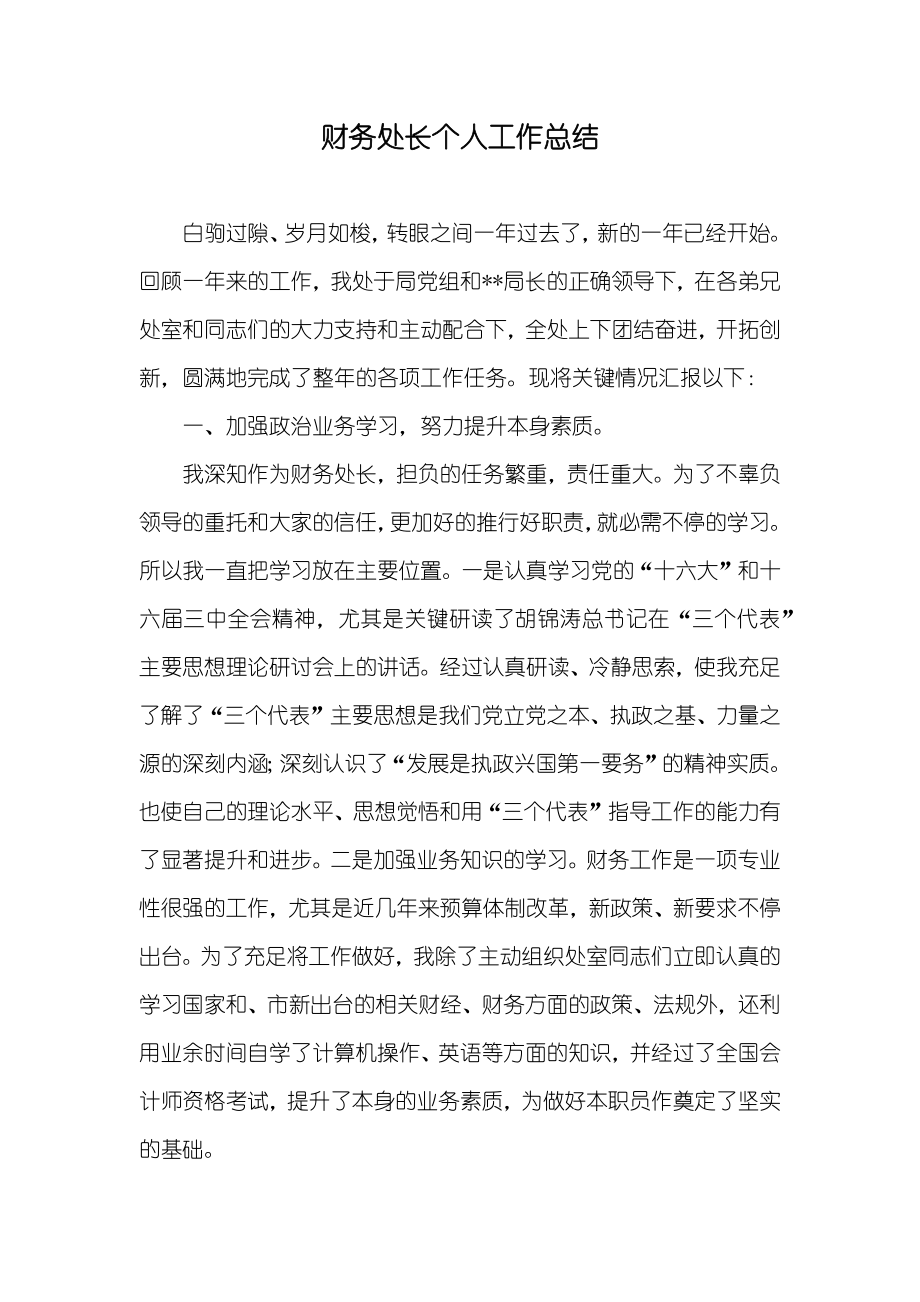 财务处长个人工作总结_第1页