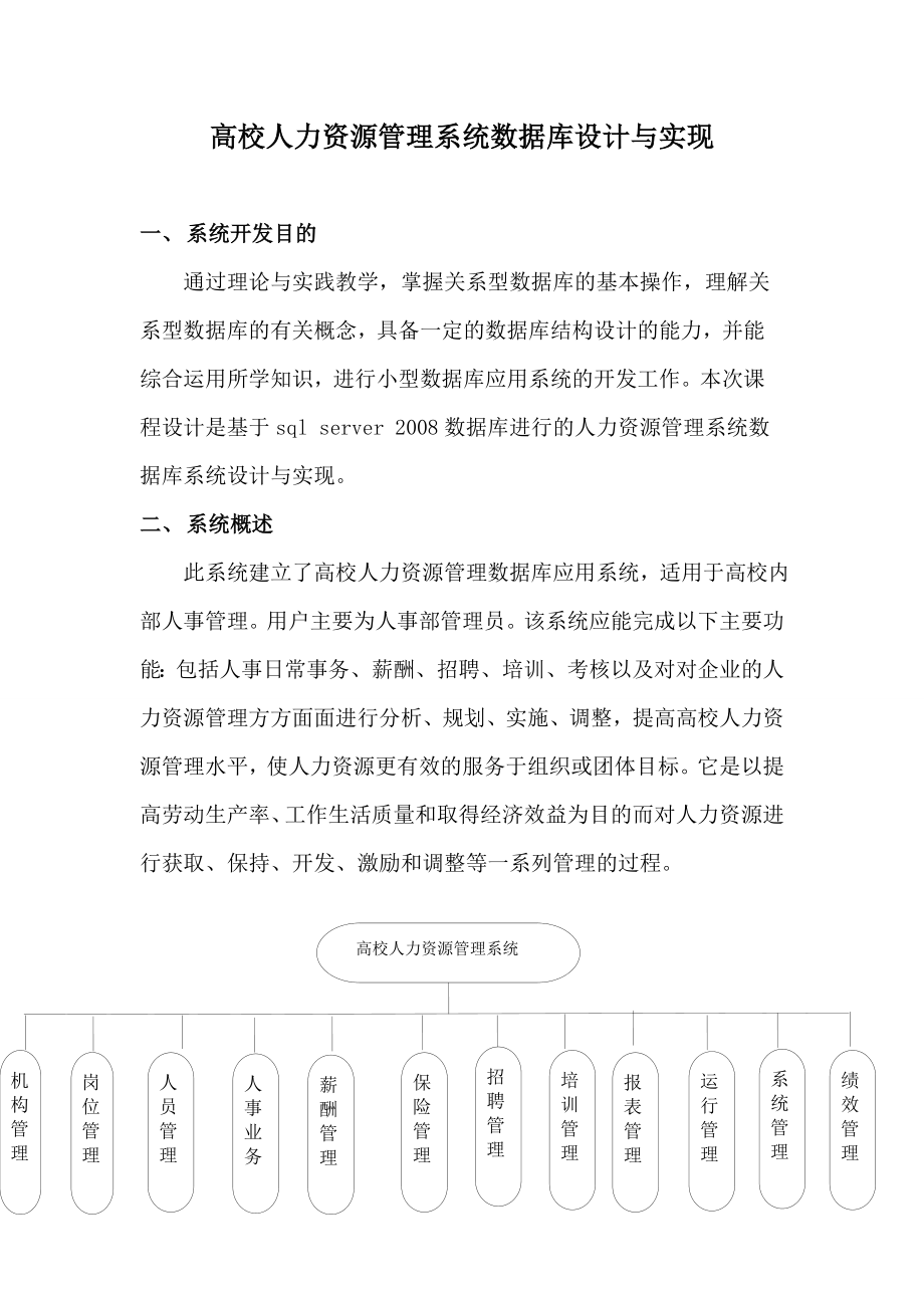 高校人力资源管理系统数据库设计与实现_第1页
