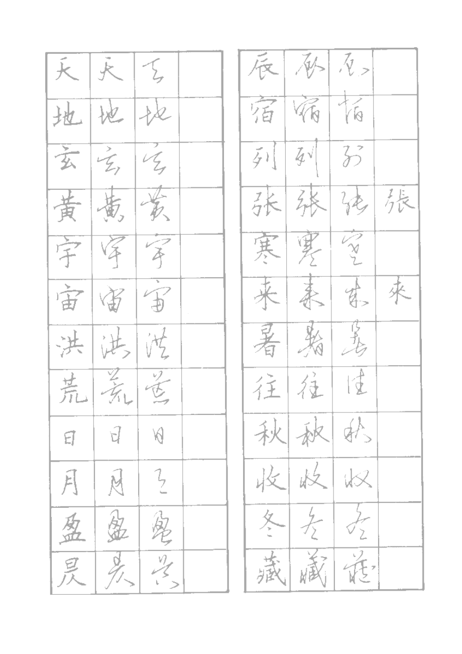 实用硬笔书法楷行草对照描红字帖_第1页