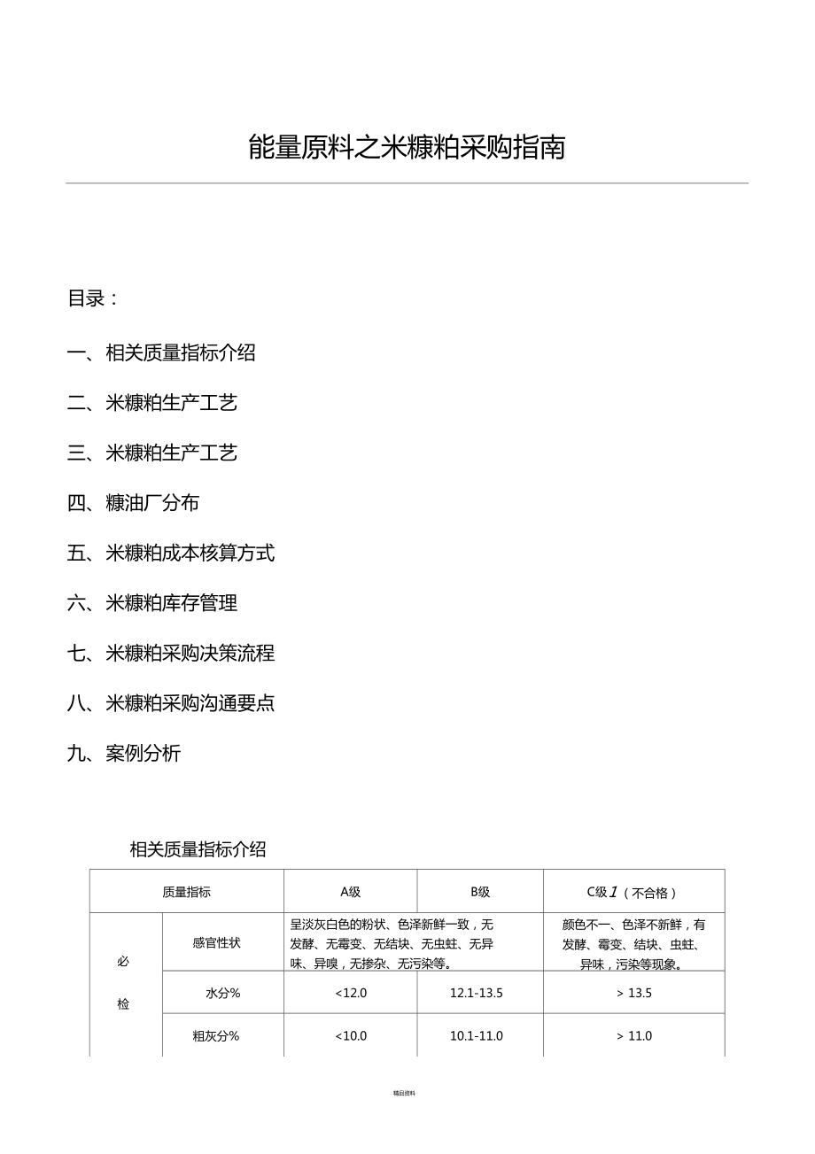 能量原料之米糠粕采购指引_第1页