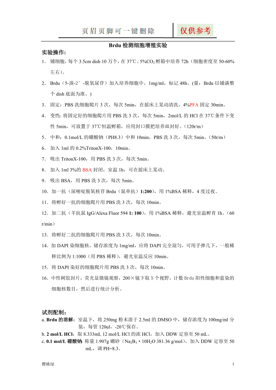Brdu细胞增殖检测实验行业材料_第1页