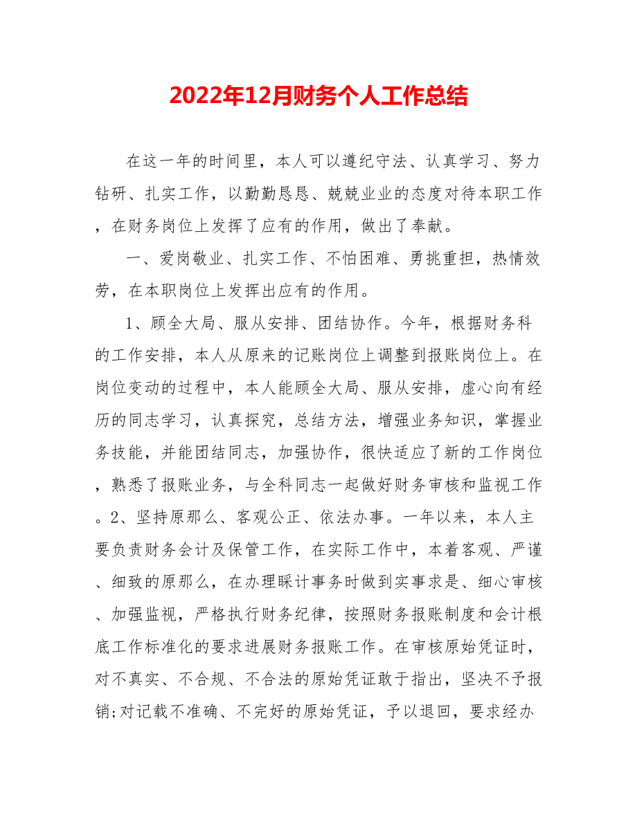 202_年12月财务个人工作总结_第1页