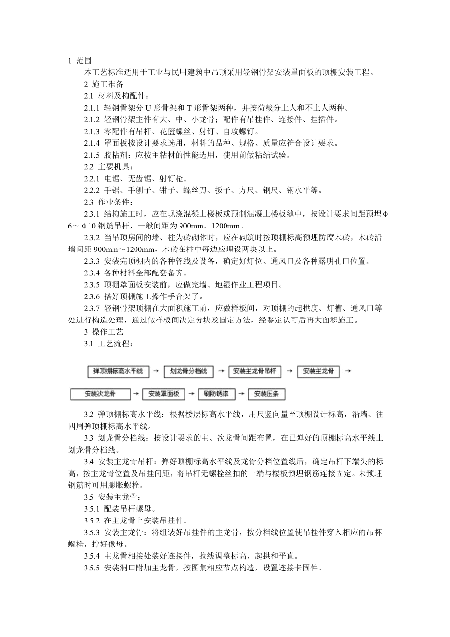 轻钢骨架罩面板顶棚施工工艺_第1页