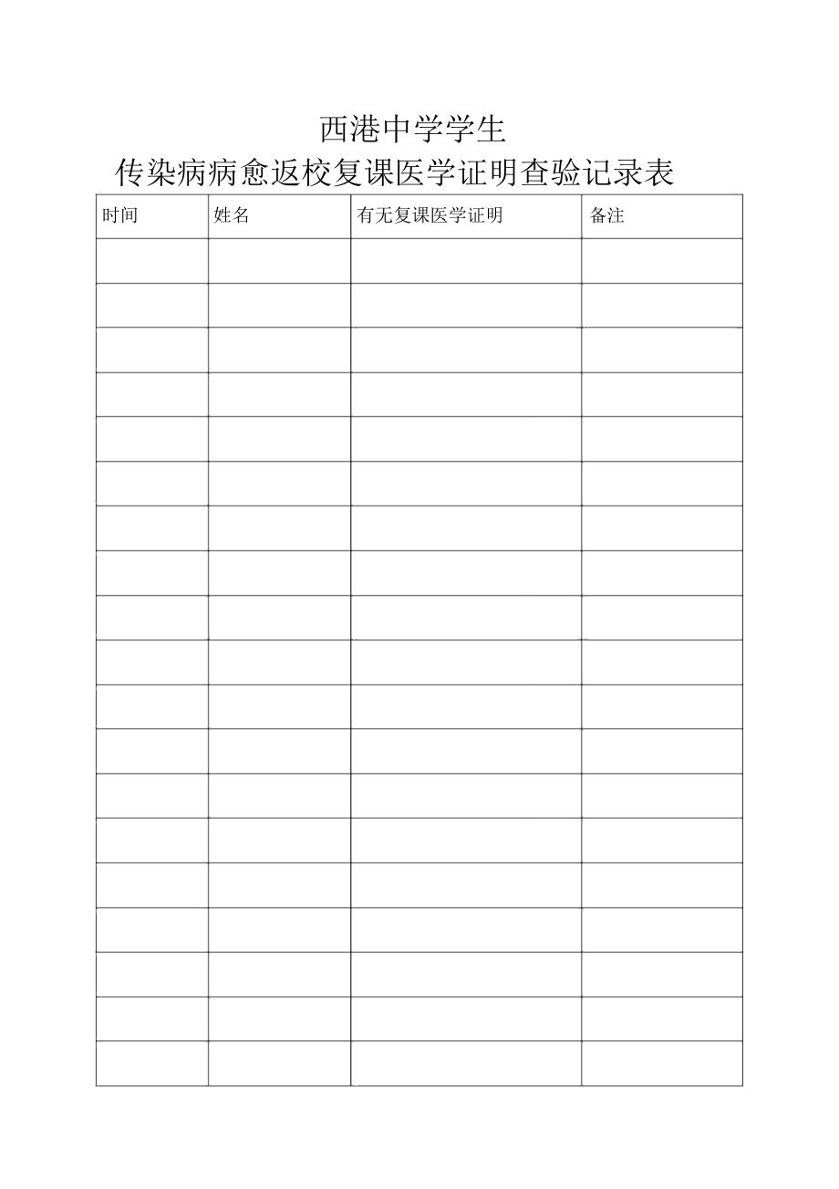 完整word版病愈返校复课医学证明查验记录_第1页