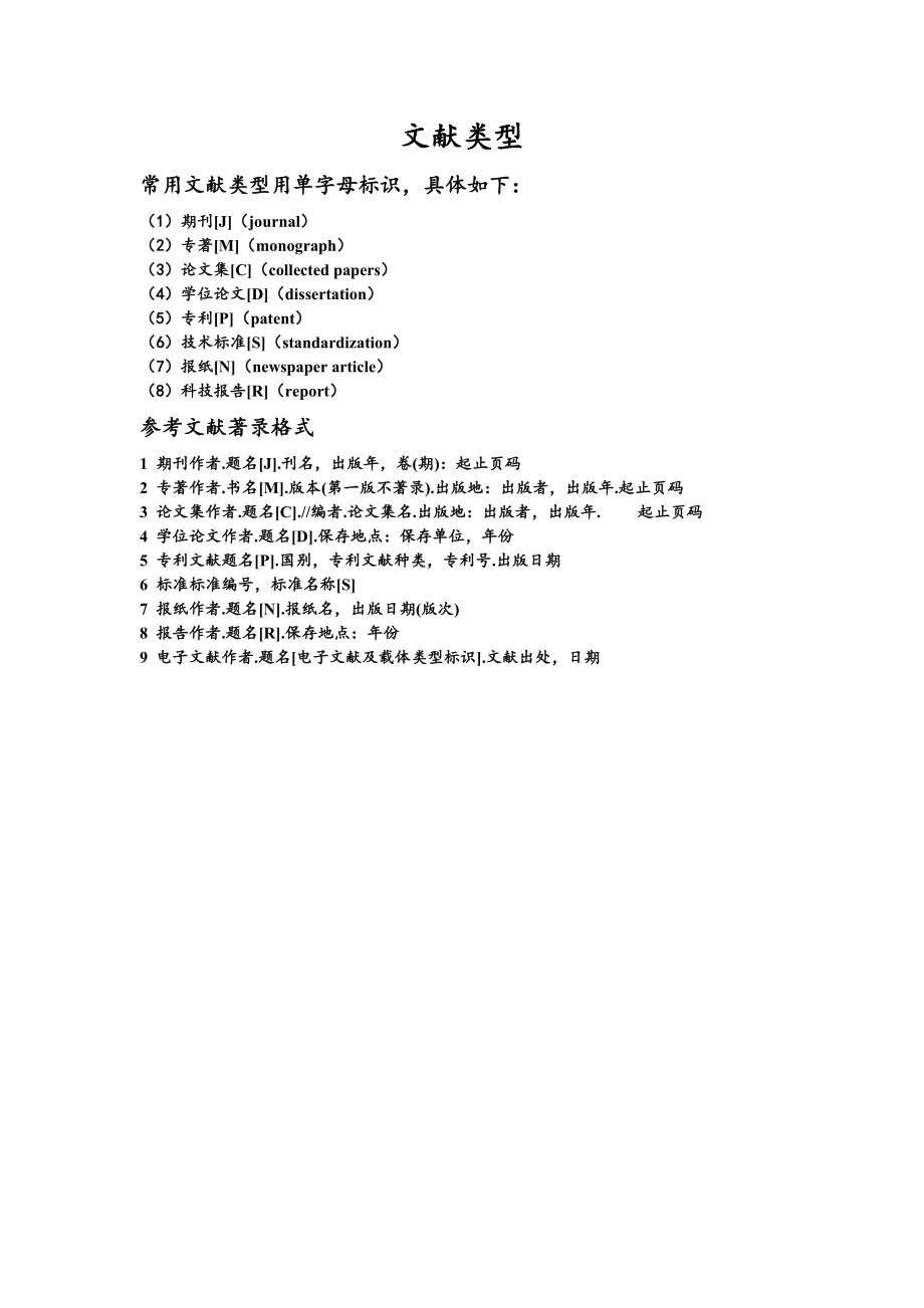 文献引用类型及其书写格式_第1页