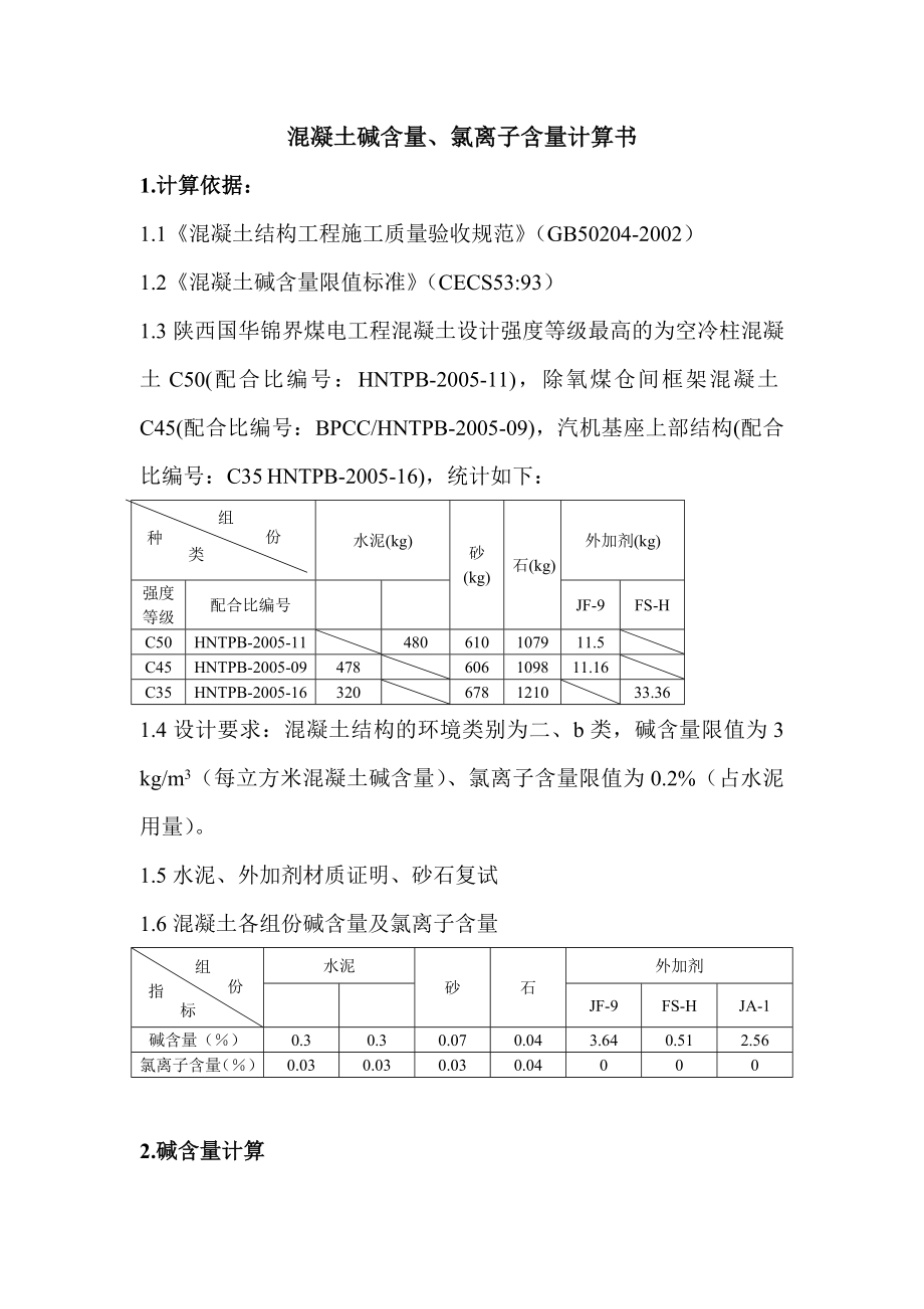 混凝土碱含量氯离子含量计算书_第1页