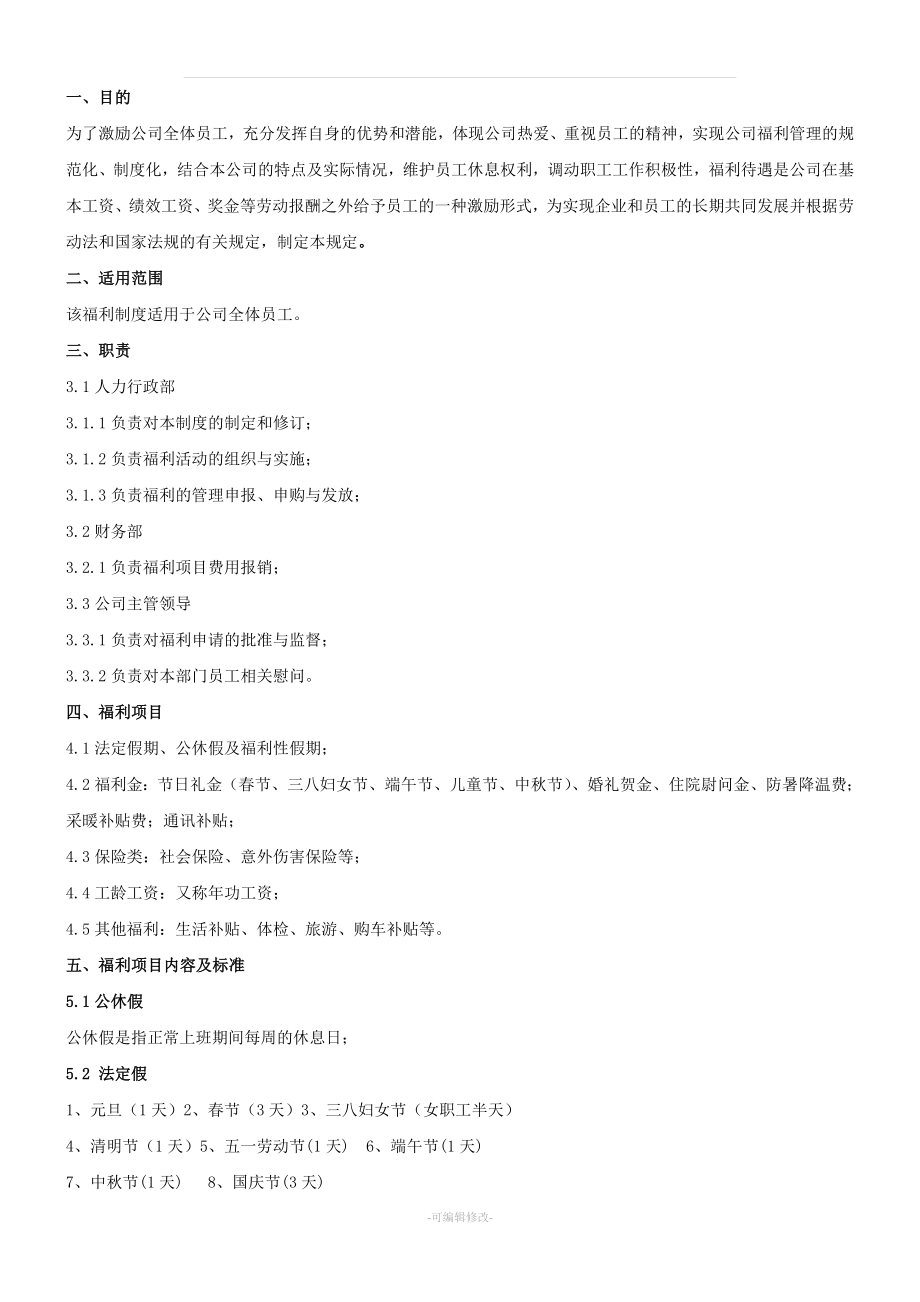 公司员工福利管理制度_第1页