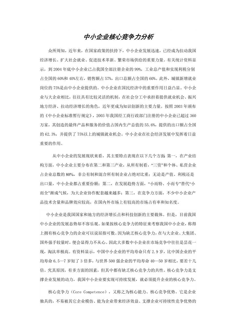 中小企业核心竞争力分析_第1页