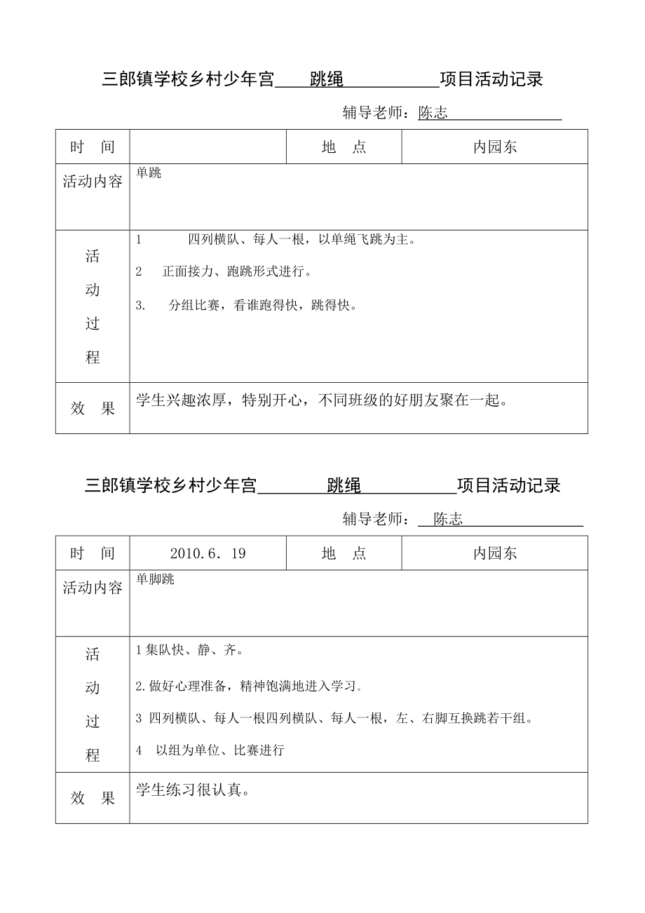 少年宫跳绳项目活动记录_第1页