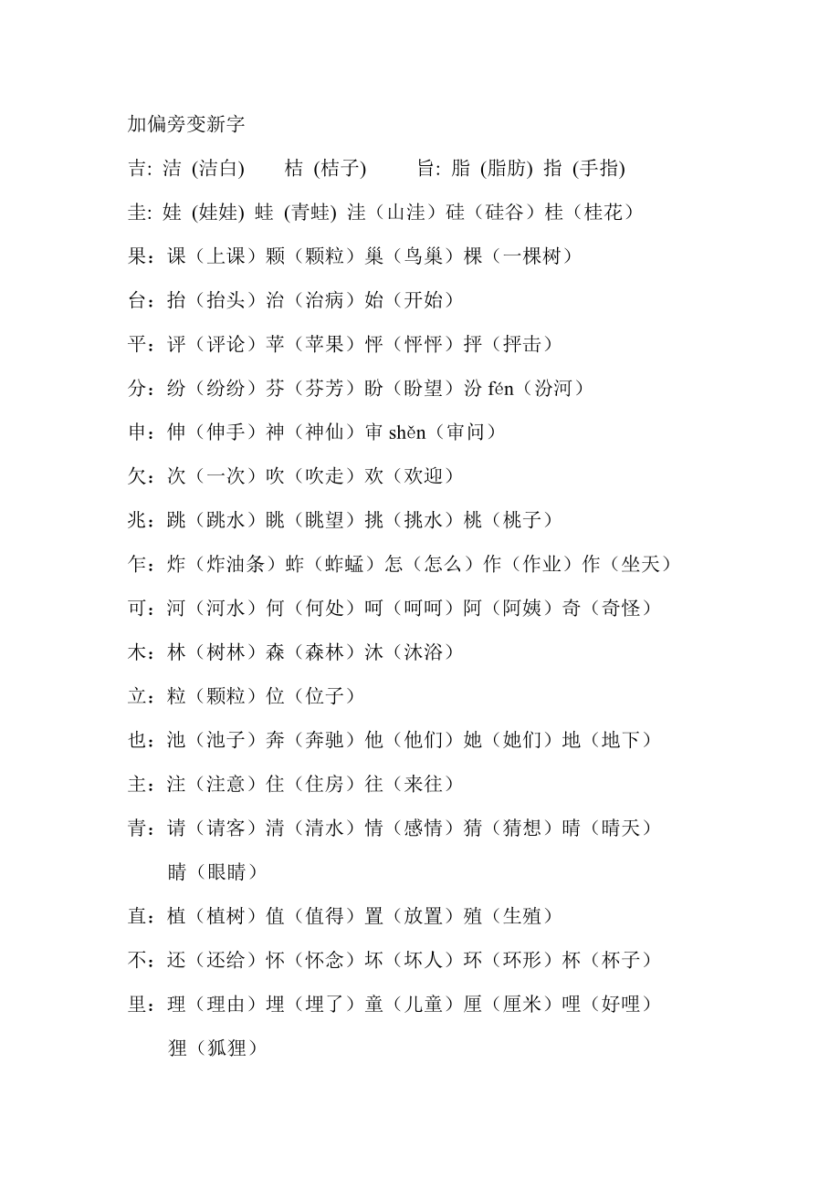 加偏旁变新字二年级上册_第1页