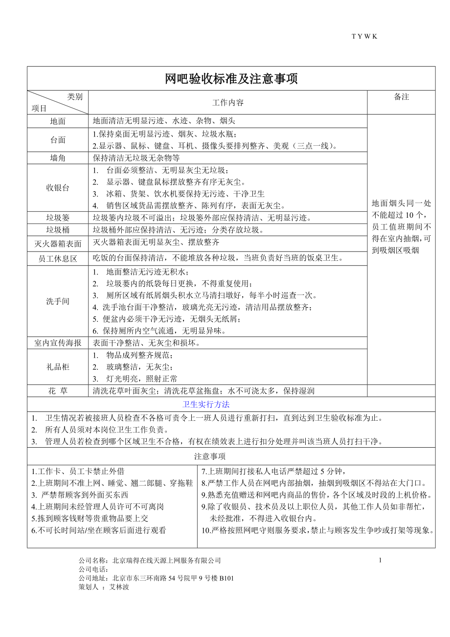 天源网咖岗位工作流程_第1页