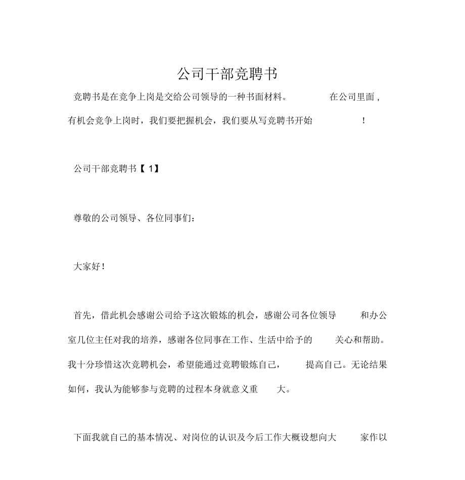 公司干部竞聘书_第1页