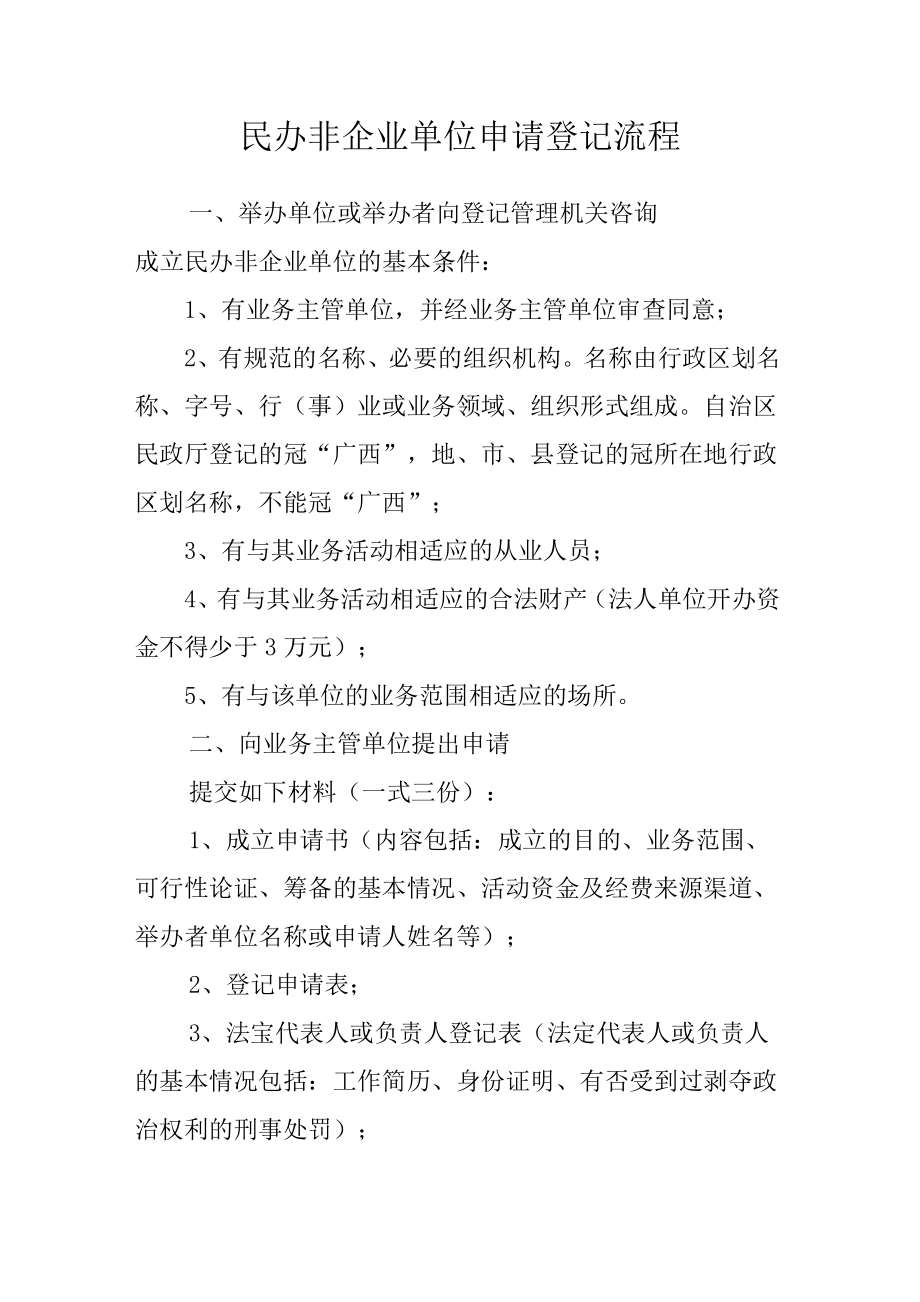 民办非企业单位申请登记流程_第1页