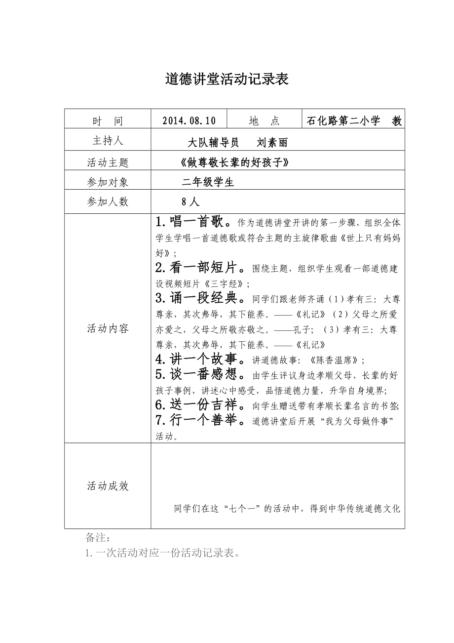 道德讲堂活动记录表_第1页