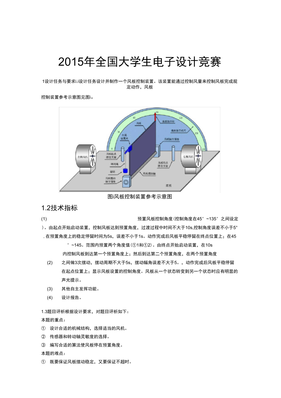 2015年全国大学生电子设计竞赛项目策划方案_第1页