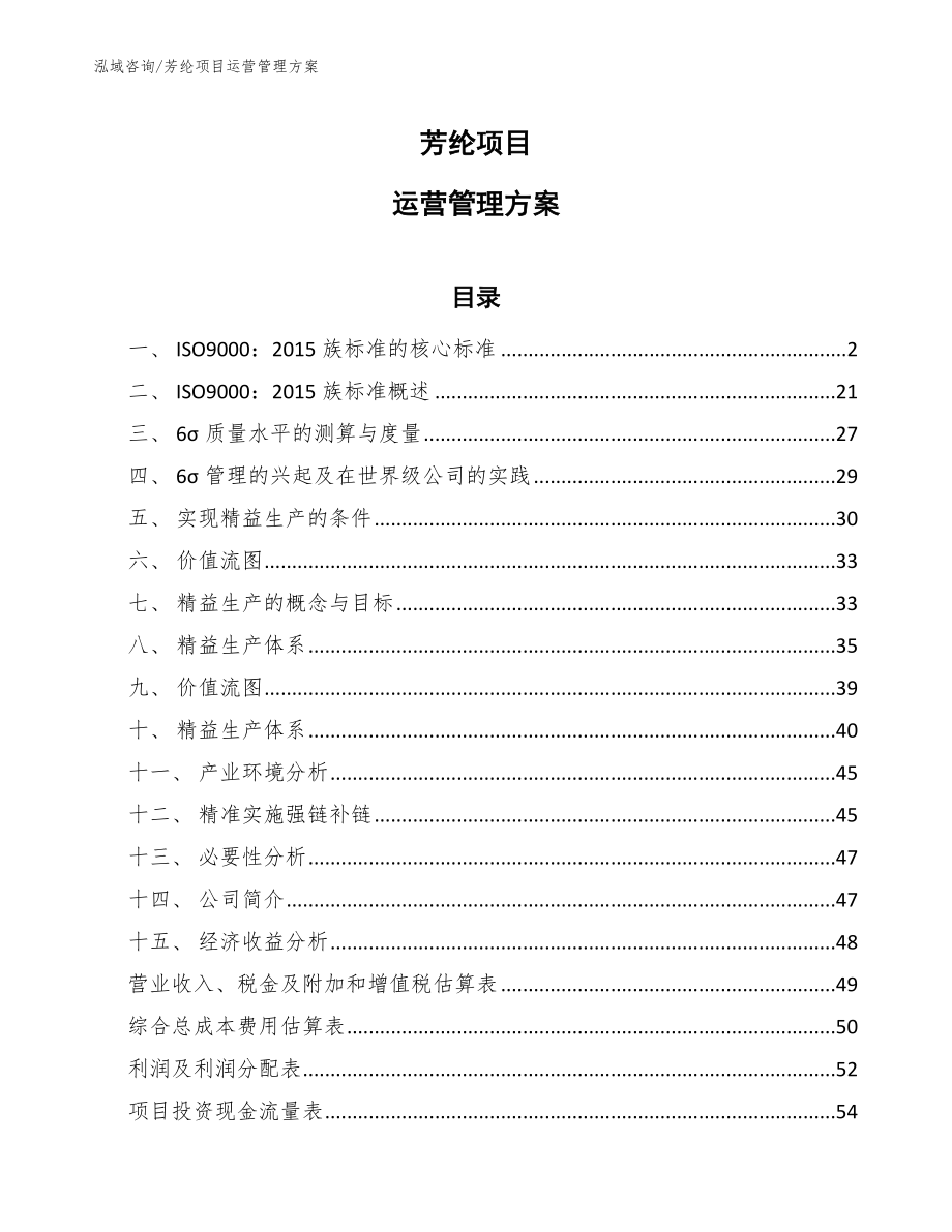 芳纶项目运营管理方案_范文_第1页
