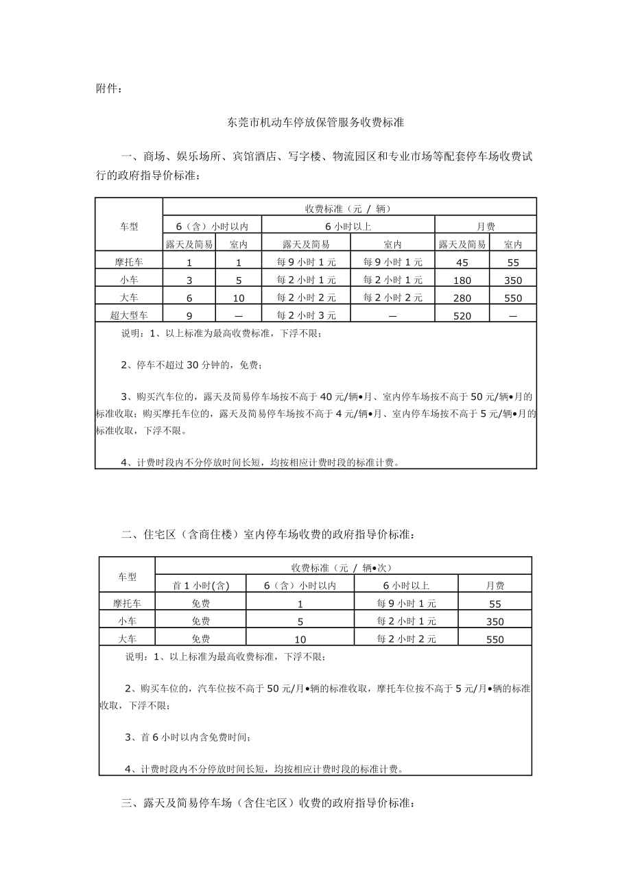 东莞市机动车停放保管服务收费标准_第1页