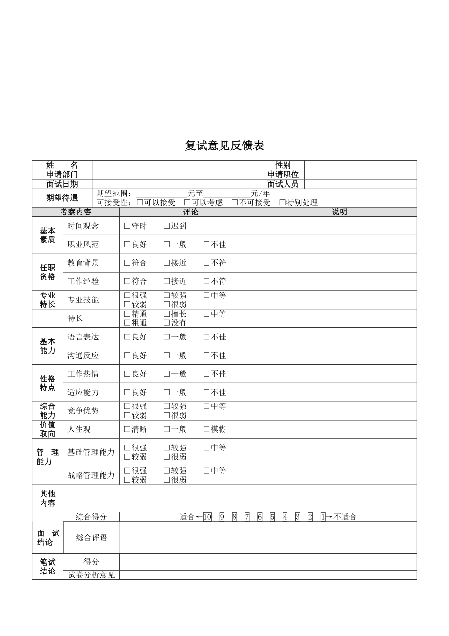 复试意见反馈表_第1页