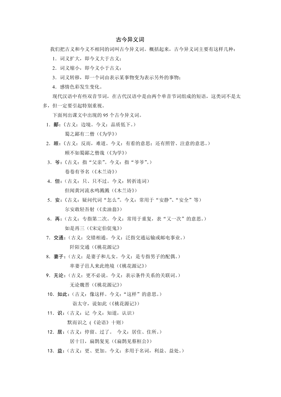 初中95个古今异义词_第1页