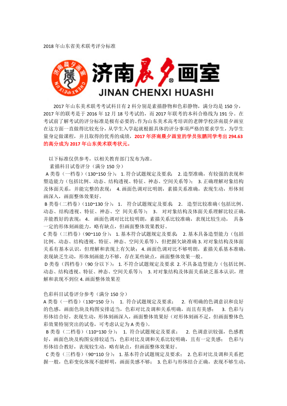 山东美术联考评分标准山东美术高考注意事项_第1页