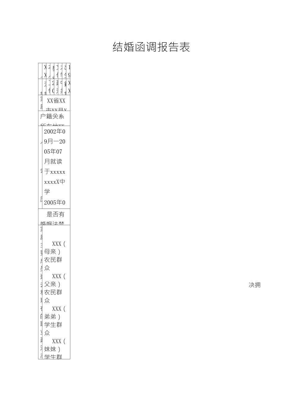 准军嫂结婚函调报告表_第1页