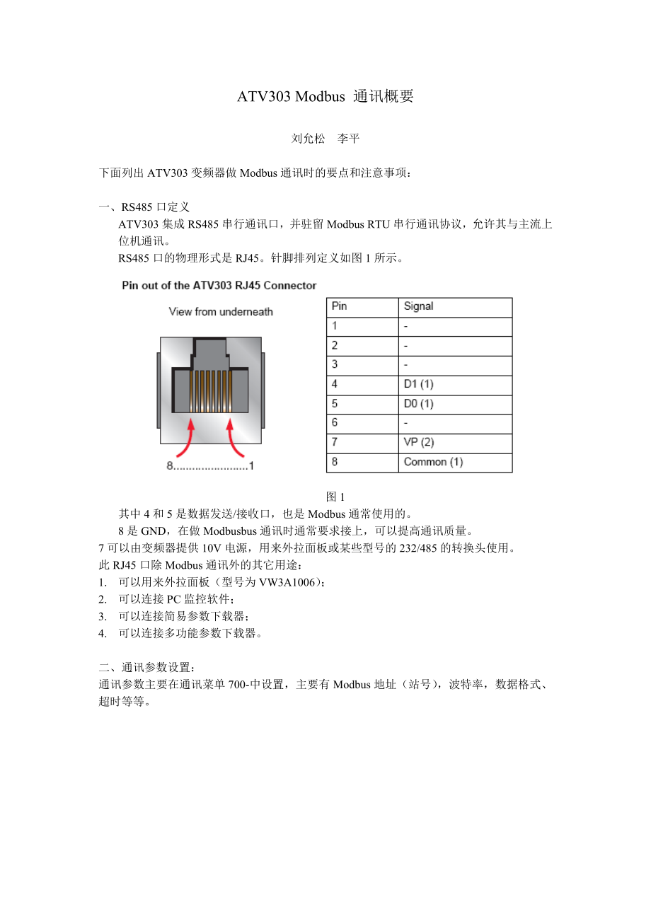 施耐德变频器Modbus通讯概要(中文)_第1页