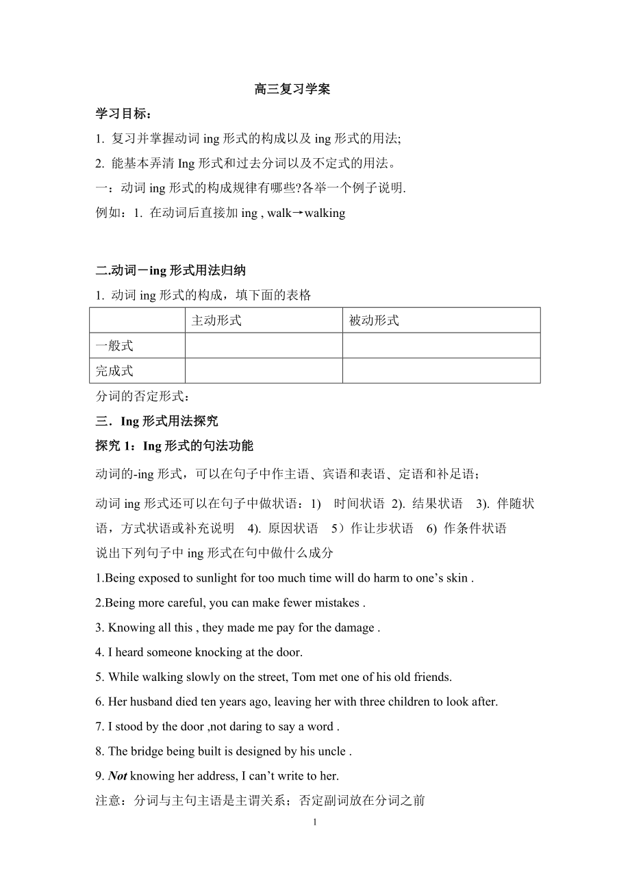 动词-ing形式用法归纳_第1页