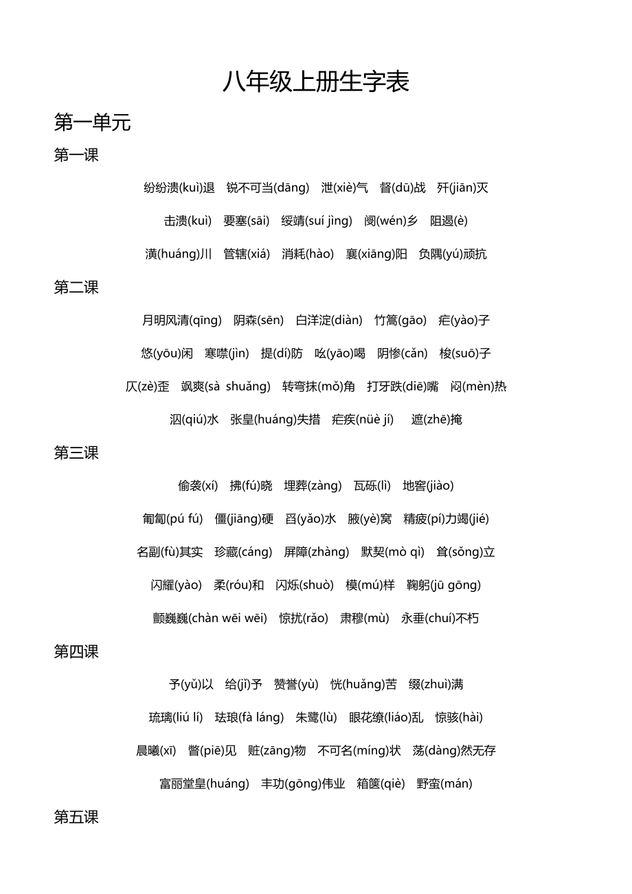八年级上册语文生字拼音表_第1页