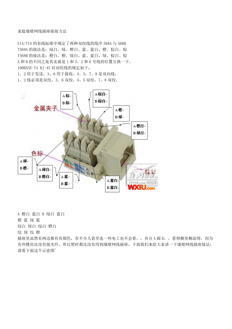 家庭墙壁网线插座接接方法_第1页